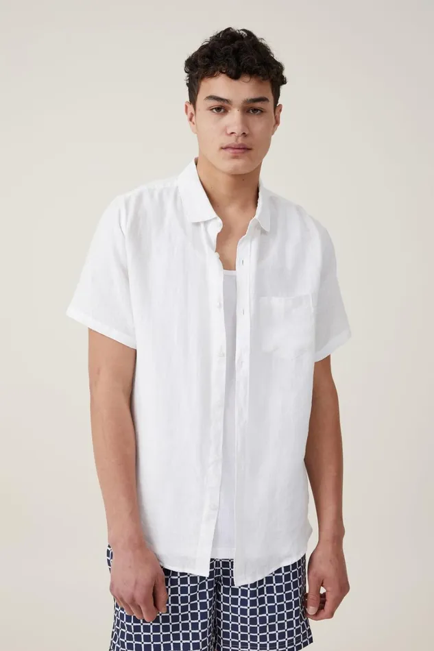 Men Shirts and Polos Cotton On Linen Short Sleeve Shirt White Men Shirts and Polos Cotton On Linen Short Sleeve Shirt White