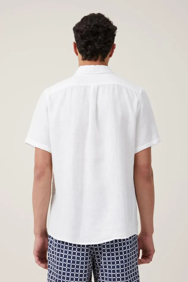 Men Shirts and Polos Cotton On Linen Short Sleeve Shirt White Men Shirts and Polos Cotton On Linen Short Sleeve Shirt White