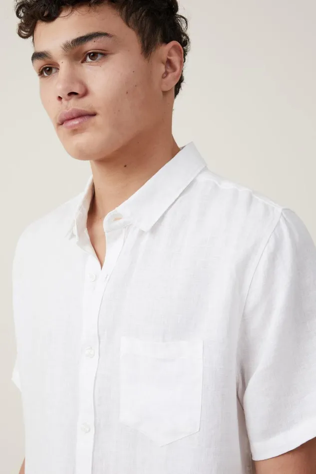 Men Shirts and Polos Cotton On Linen Short Sleeve Shirt White Men Shirts and Polos Cotton On Linen Short Sleeve Shirt White