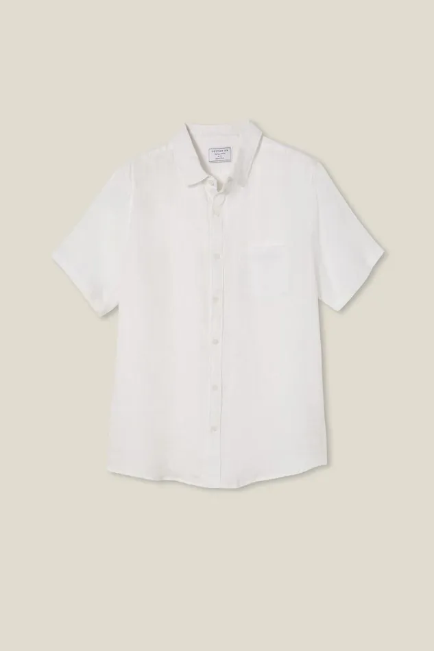 Men Shirts and Polos Cotton On Linen Short Sleeve Shirt White Men Shirts and Polos Cotton On Linen Short Sleeve Shirt White