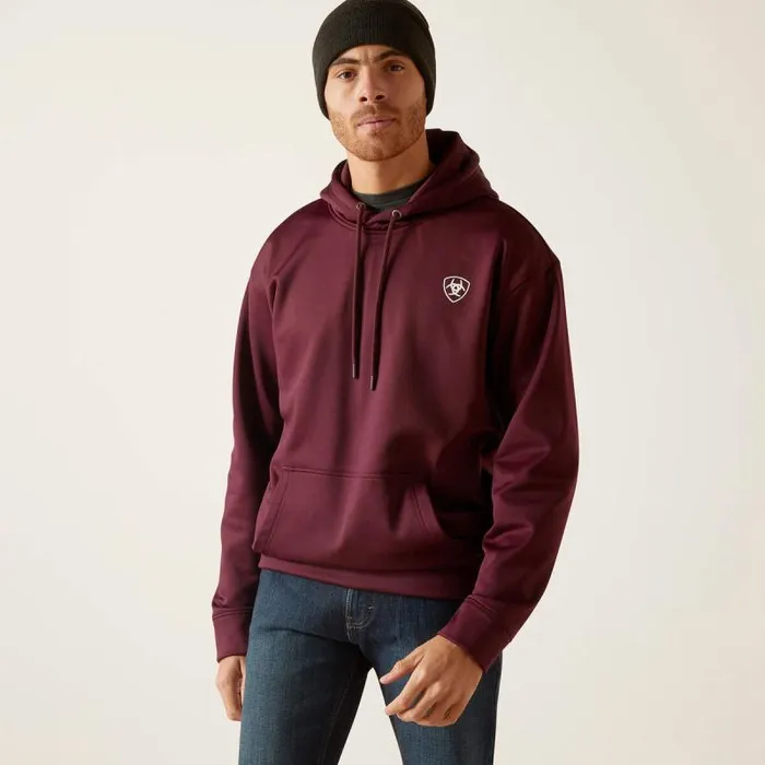Men Sweatshirts and Hoodies Ariat Logo Tek Fleece Hoodie Malbec Heather Men Sweatshirts and Hoodies Ariat Logo Tek Fleece Hoodie Malbec Heather