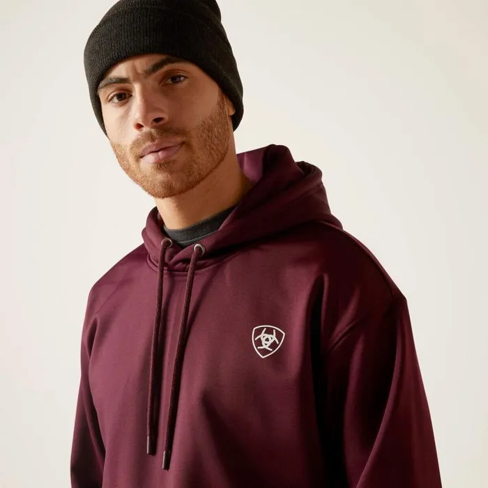 Men Sweatshirts and Hoodies Ariat Logo Tek Fleece Hoodie Malbec Heather Men Sweatshirts and Hoodies Ariat Logo Tek Fleece Hoodie Malbec Heather