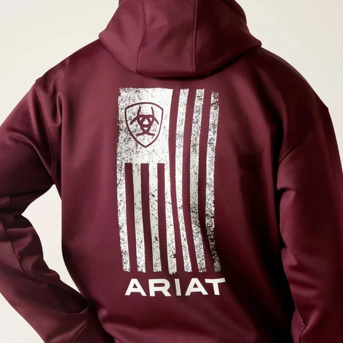 Men Sweatshirts and Hoodies Ariat Logo Tek Fleece Hoodie Malbec Heather Men Sweatshirts and Hoodies Ariat Logo Tek Fleece Hoodie Malbec Heather
