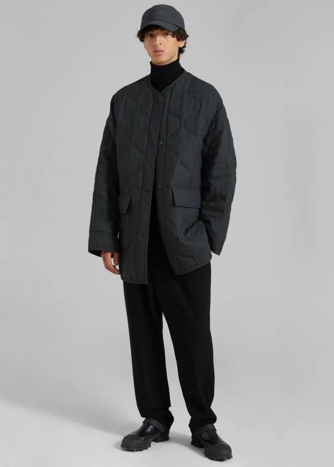 Men The Frankie Shop Ted Quilted Jacket 8211 Charcoal Charcoal