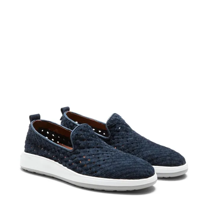 Men Woven Suede Sneaker Navy Blue Fratelli Rossetti Slip On Men Woven Suede Sneaker Navy Blue Fratelli Rossetti Slip On
