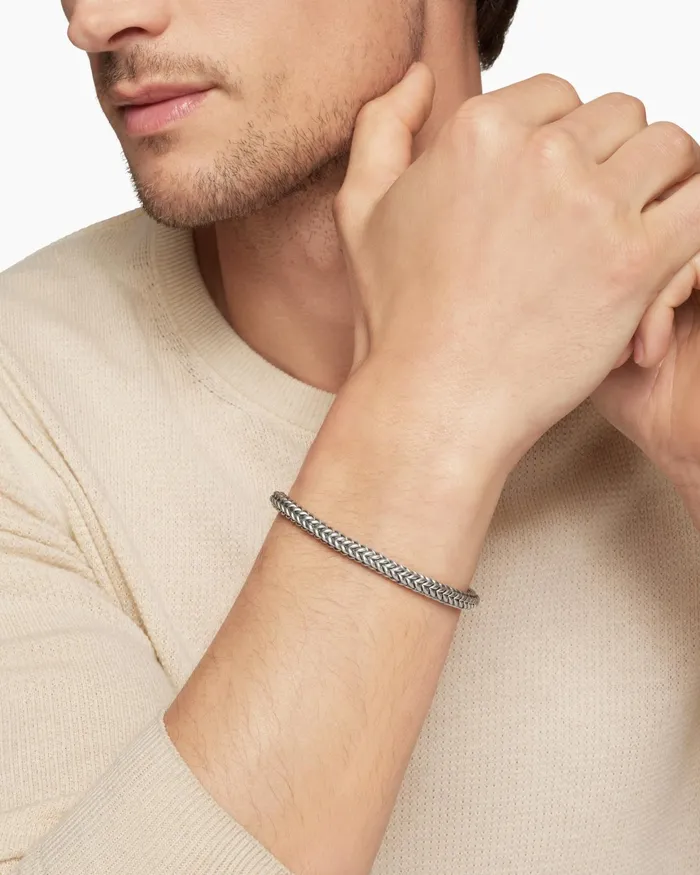 Mens Chevron Bead Bracelet In Sterling Silver 6mm Men David Yurman Chain Mens Chevron Bead Bracelet In Sterling Silver 6mm Men David Yurman Chain