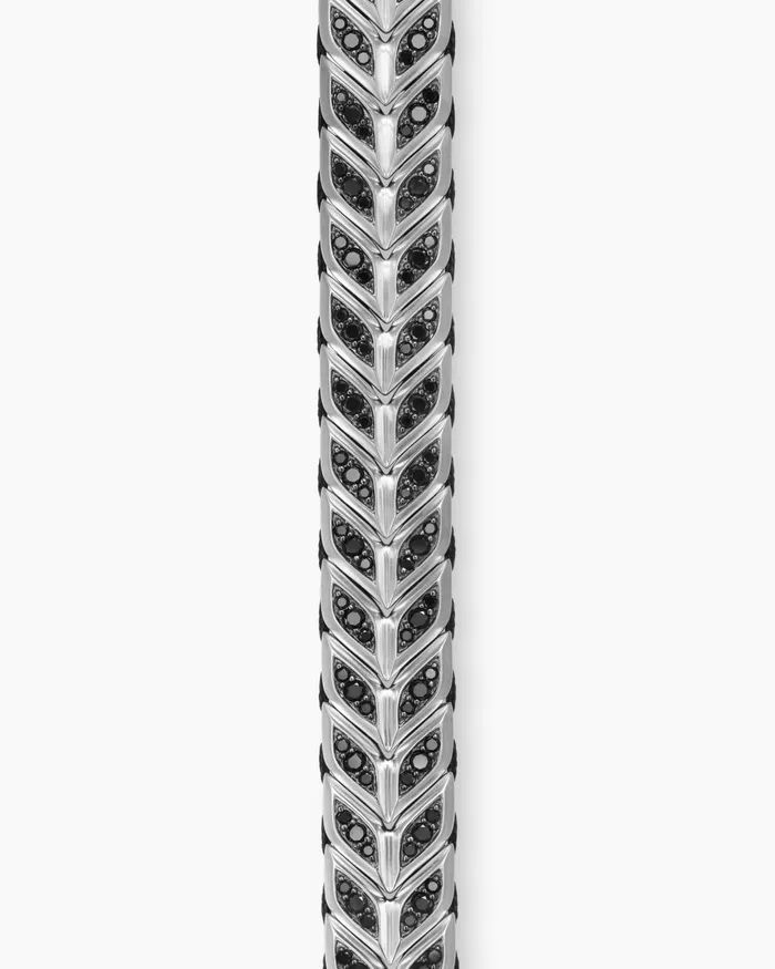 Mens Chevron Woven Bracelet In Sterling Silver With Black Diamonds 12mm Men David Yurman Chain Mens Chevron Woven Bracelet In Sterling Silver With Black Diamonds 12mm Men David Yurman Chain