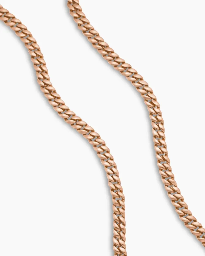 Mens Curb Chain Necklace In 18K Rose Gold 6mm Men David Yurman Chains Mens Curb Chain Necklace In 18K Rose Gold 6mm Men David Yurman Chains