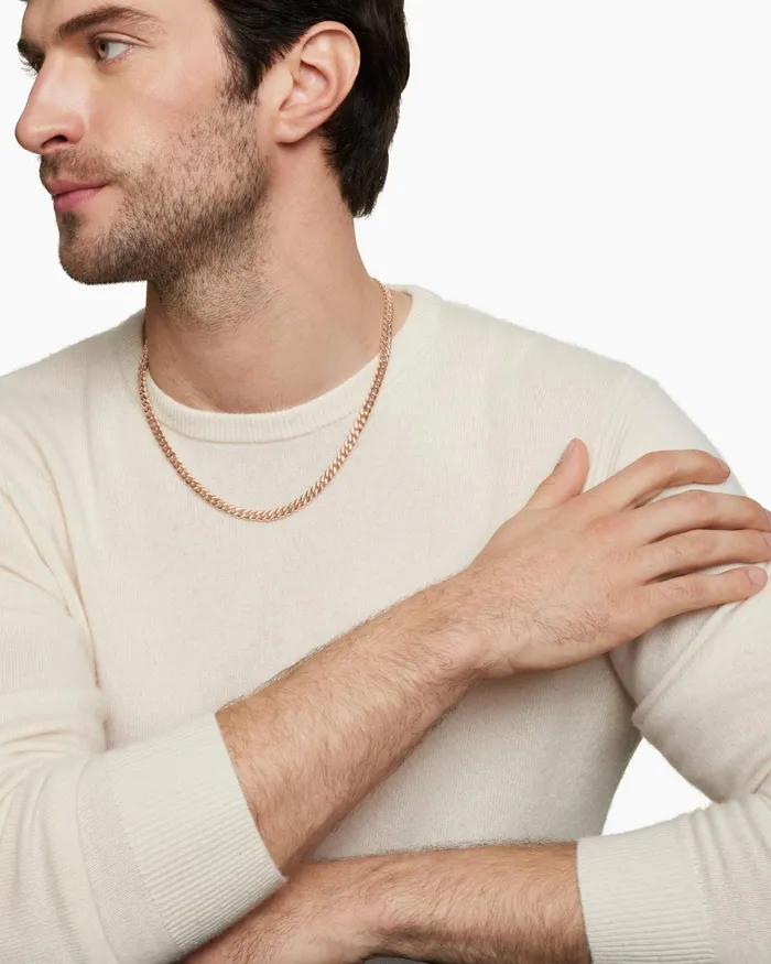 Mens Curb Chain Necklace In 18K Rose Gold 6mm Men David Yurman Chains Mens Curb Chain Necklace In 18K Rose Gold 6mm Men David Yurman Chains