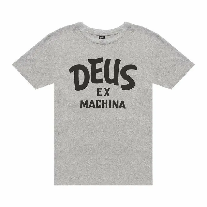 Mens Deus Ex Machina Classics Curvy Tee 8211 Grey Marle Grey Marle