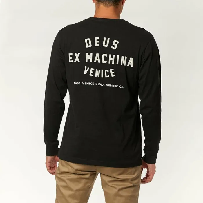 Mens Deus Ex Machina Classics Venice Address Long Sleeve Tee 8211 Black Black Mens Deus Ex Machina Classics Venice Address Long Sleeve Tee 8211 Black Black