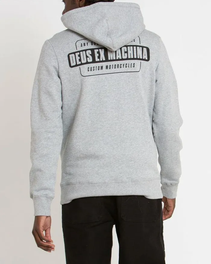 Mens Deus Ex Machina Hoodies and Sweaters Grip Tape Hoodie 8211 Grey Marle Grey Marle