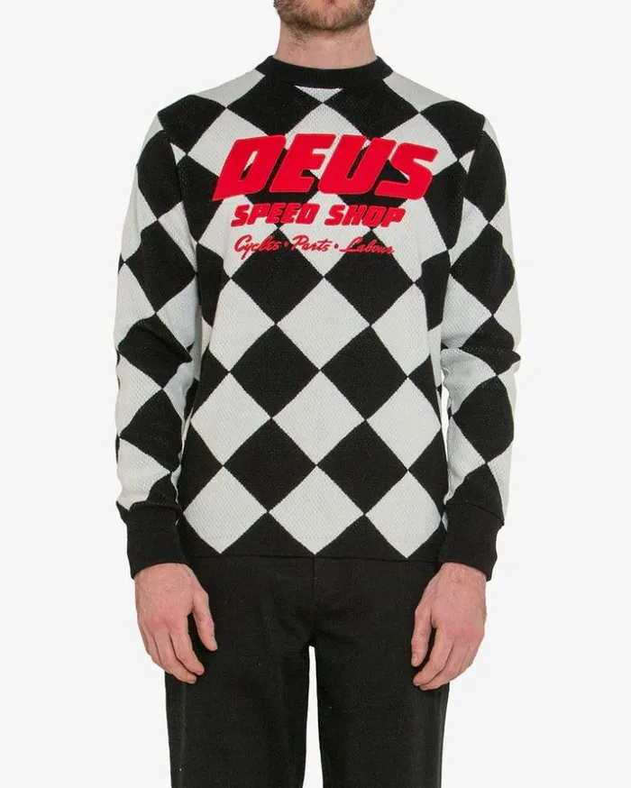 Mens Deus Ex Machina Hoodies and Sweaters MC Moto Knit 8211 Black Combo Black Combo Mens Deus Ex Machina Hoodies and Sweaters MC Moto Knit 8211 Black Combo Black Combo