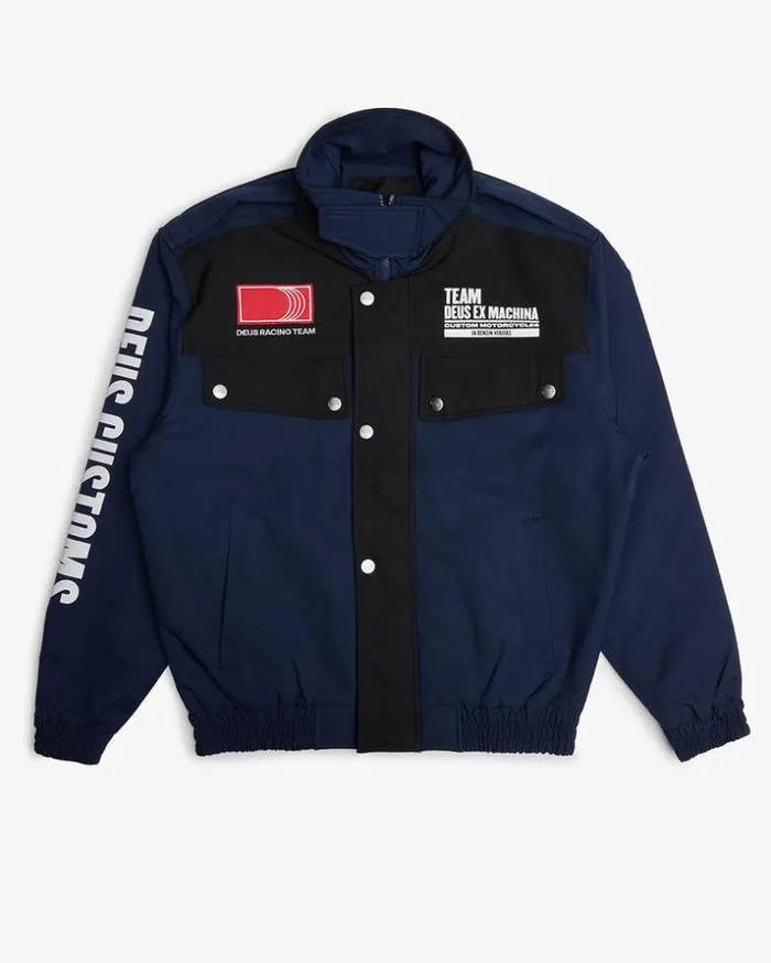 Mens Deus Ex Machina Jackets Team Racing Jacket 8211 Estate Blue Estate Blue Mens Deus Ex Machina Jackets Team Racing Jacket 8211 Estate Blue Estate Blue
