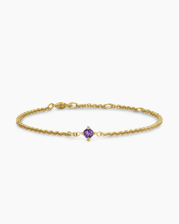 Micro Chatelaine Chain Bracelet In 18K Yellow Gold With Amethyst 4mm Women David Yurman Chain Micro Chatelaine Chain Bracelet In 18K Yellow Gold With Amethyst 4mm Women David Yurman Chain