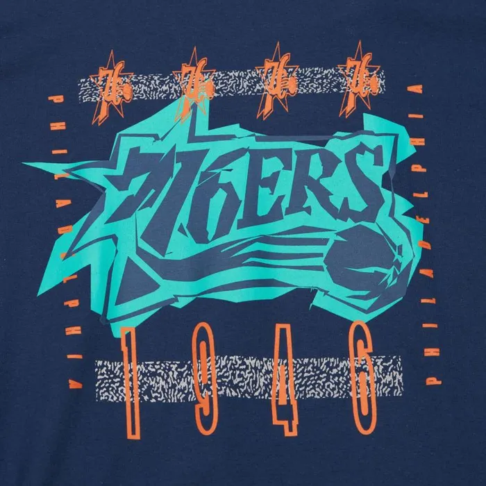 Mitchell and Ness 90s Reflective Static SS Premium Tee Philadelphia 76ers Men TShirts and Tops Mitchell and Ness 90s Reflective Static SS Premium Tee Philadelphia 76ers Men TShirts and Tops