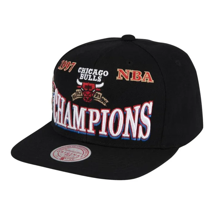 Mitchell and Ness 97 Champions Snapback HWC Chicago Bulls Men Hats and Headwear Mitchell and Ness 97 Champions Snapback HWC Chicago Bulls Men Hats and Headwear