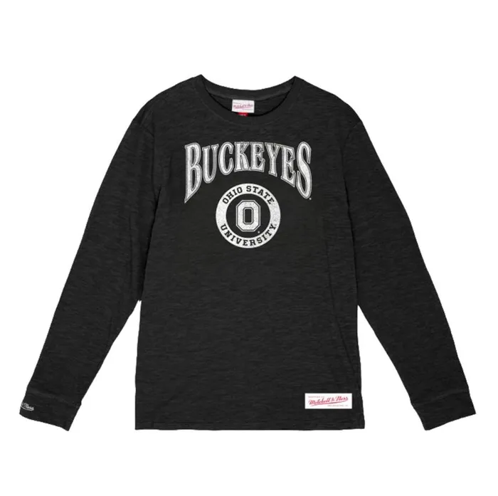 Mitchell and Ness Arched Logo Lockup Slub LS Tee Ohio State Men TShirts and Tops Mitchell and Ness Arched Logo Lockup Slub LS Tee Ohio State Men TShirts and Tops