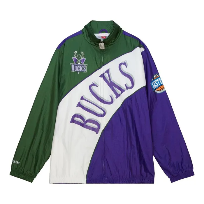 Mitchell and Ness Arched Retro Lined Windbreaker Milwaukee Bucks Men Jackets and Outerwear Mitchell and Ness Arched Retro Lined Windbreaker Milwaukee Bucks Men Jackets and Outerwear