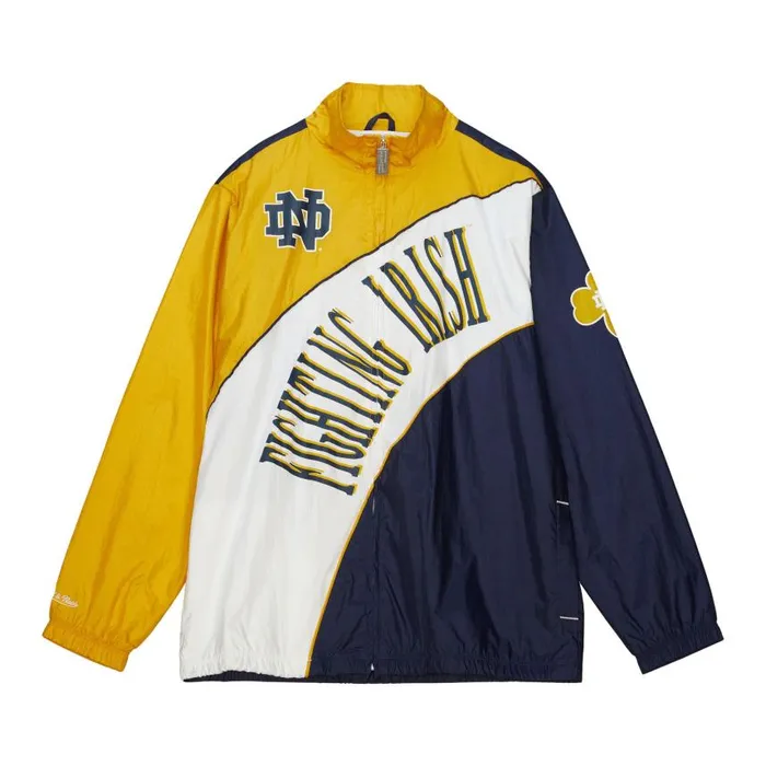 Mitchell and Ness Arched Retro Lined Windbreaker University Of Notre Dame Men Jackets and Outerwear Mitchell and Ness Arched Retro Lined Windbreaker University Of Notre Dame Men Jackets and Outerwear
