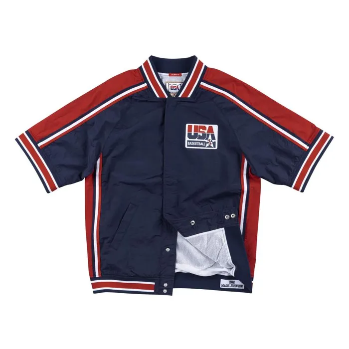 Mitchell and Ness Authentic Warm Up Jacket Team USA 1992 Magic Johnson Men Jackets and Outerwear Mitchell and Ness Authentic Warm Up Jacket Team USA 1992 Magic Johnson Men Jackets and Outerwear