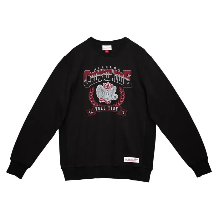 Mitchell and Ness Baseline Crew University Of Alabama Men Hoodies and Sweatshirts Mitchell and Ness Baseline Crew University Of Alabama Men Hoodies and Sweatshirts