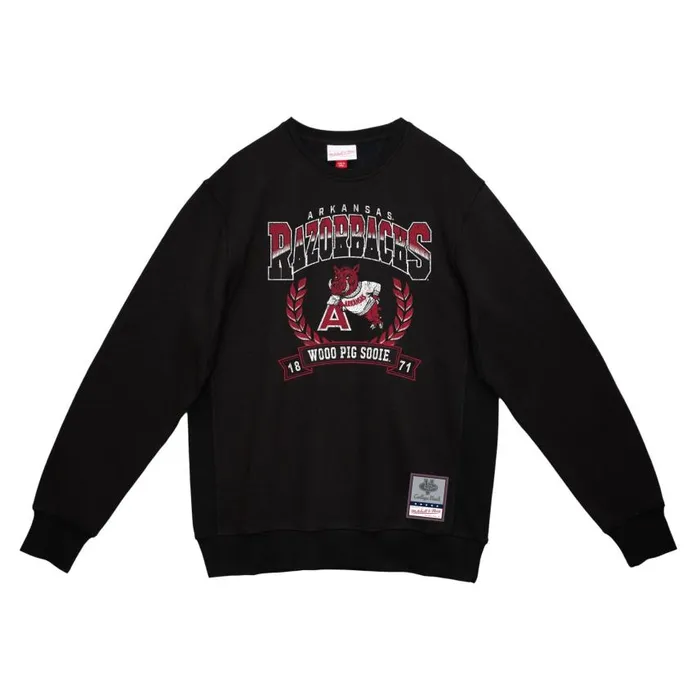Mitchell and Ness Baseline Crew University Of Arkansas Men Hoodies and Sweatshirts Mitchell and Ness Baseline Crew University Of Arkansas Men Hoodies and Sweatshirts