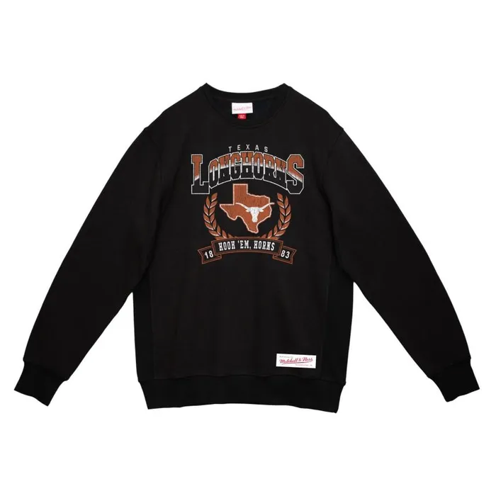 Mitchell and Ness Baseline Crew University Of Texas At Austin Men Hoodies and Sweatshirts Mitchell and Ness Baseline Crew University Of Texas At Austin Men Hoodies and Sweatshirts