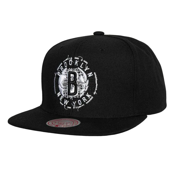 Mitchell and Ness Embroidery Glitch Snapback Brooklyn Nets Men Hats and Headwear Mitchell and Ness Embroidery Glitch Snapback Brooklyn Nets Men Hats and Headwear