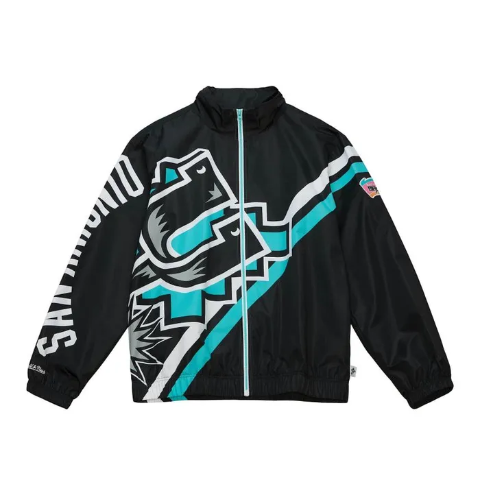 Mitchell and Ness Exploded Logo Warm Up Jacket San Antonio Spurs Men Jackets and Outerwear Mitchell and Ness Exploded Logo Warm Up Jacket San Antonio Spurs Men Jackets and Outerwear