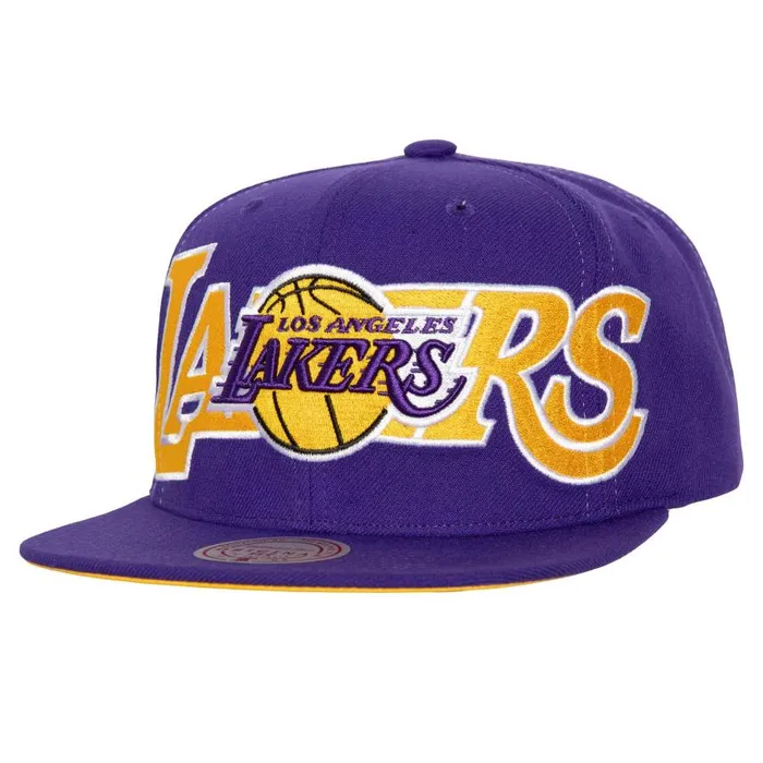 Mitchell and Ness Full Frontal Snapback Los Angeles Lakers Men Hats and Headwear Mitchell and Ness Full Frontal Snapback Los Angeles Lakers Men Hats and Headwear