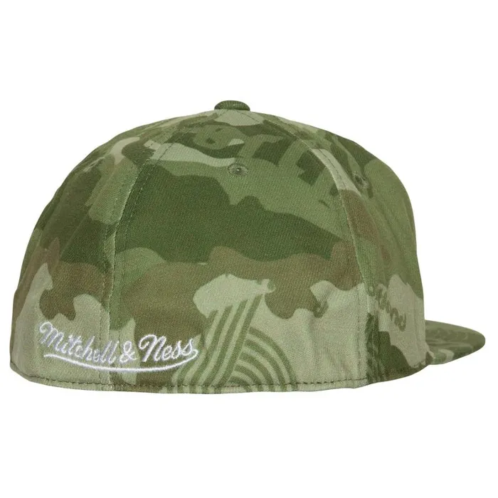 Mitchell and Ness Ghost Camo Stretch Fitted HWC Trail Portland Trail Blazers Men Hats and Headwear Mitchell and Ness Ghost Camo Stretch Fitted HWC Trail Portland Trail Blazers Men Hats and Headwear