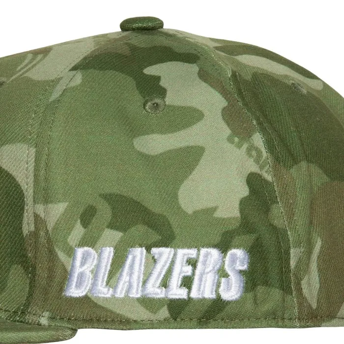Mitchell and Ness Ghost Camo Stretch Fitted HWC Trail Portland Trail Blazers Men Hats and Headwear Mitchell and Ness Ghost Camo Stretch Fitted HWC Trail Portland Trail Blazers Men Hats and Headwear