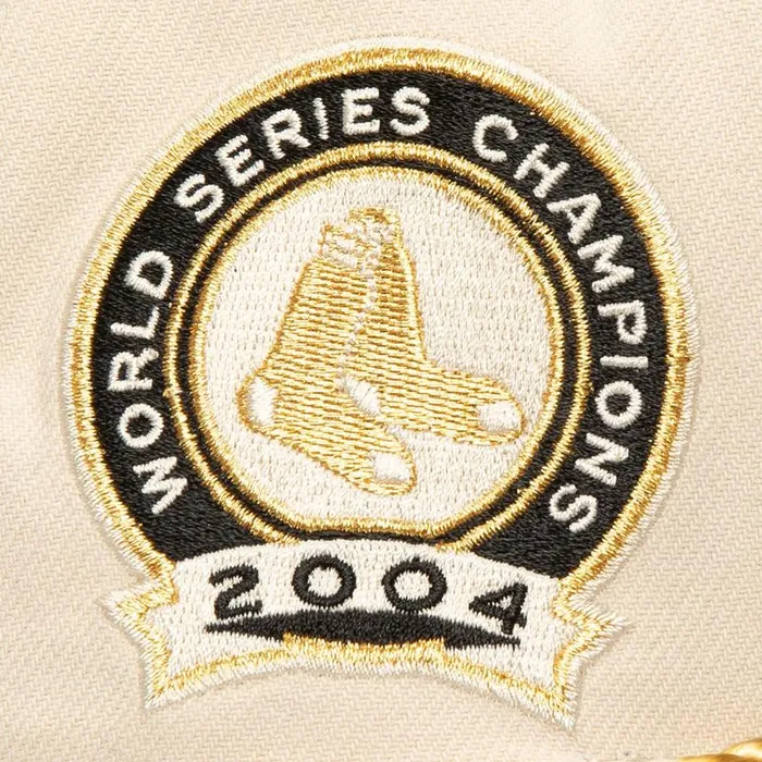 Mitchell and Ness Golden Ivory Snapback Boston Red Sox Men Hats and Headwear