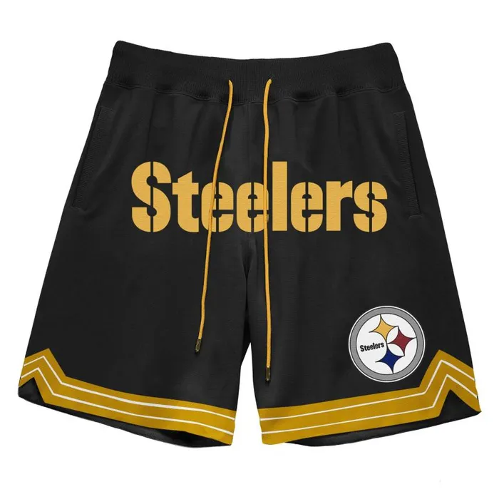Mitchell and Ness Just Don Championship Shorts Pittsburgh Steelers Men Shorts Mitchell and Ness Just Don Championship Shorts Pittsburgh Steelers Men Shorts