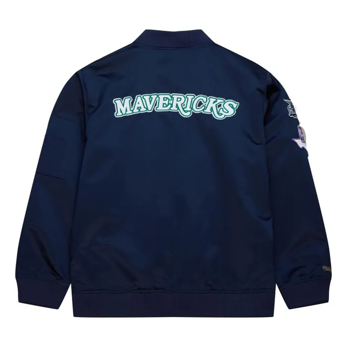 Mitchell and Ness Lightweight Satin Bomber Vintage Logo Dallas Mavericks Men Jackets and Outerwear Mitchell and Ness Lightweight Satin Bomber Vintage Logo Dallas Mavericks Men Jackets and Outerwear