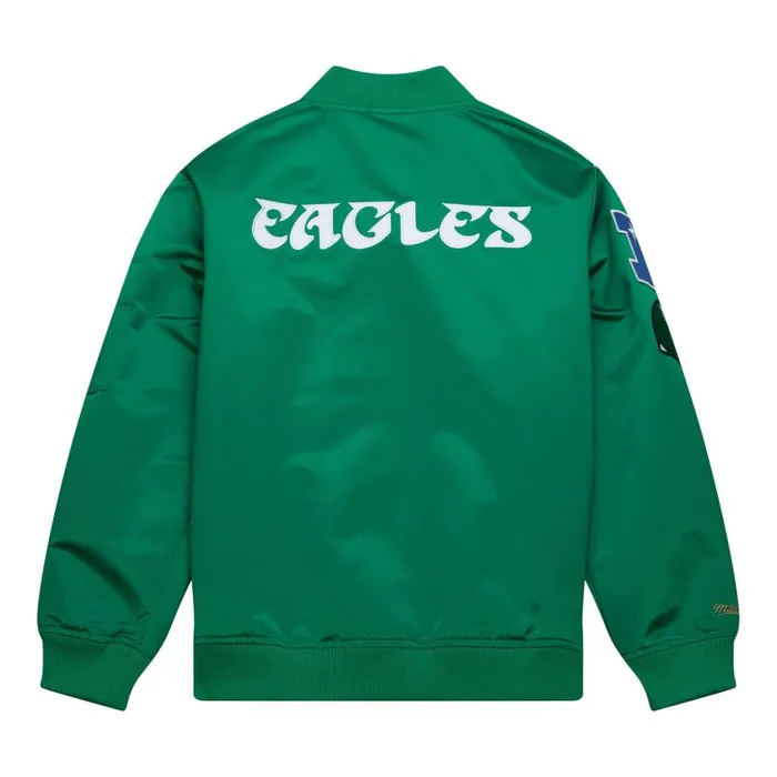 Mitchell and Ness Lightweight Satin Bomber Vintage Logo Philadelphia Eagles Men Jackets and Outerwear Mitchell and Ness Lightweight Satin Bomber Vintage Logo Philadelphia Eagles Men Jackets and Outerwear