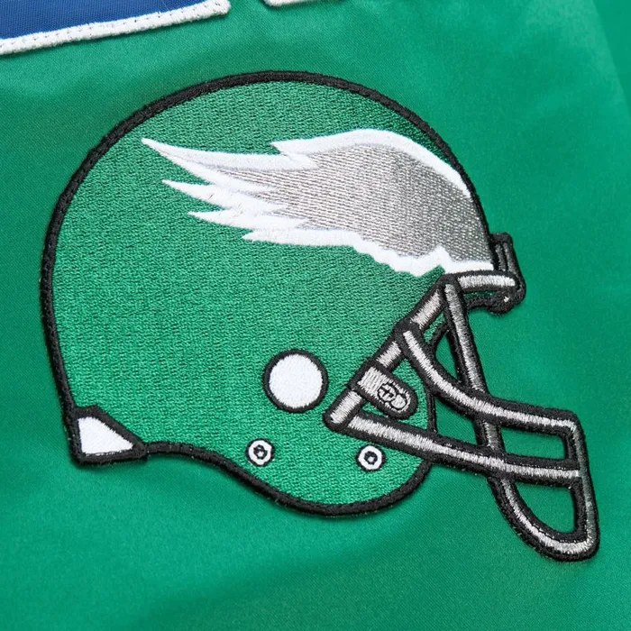 Mitchell and Ness Lightweight Satin Bomber Vintage Logo Philadelphia Eagles Men Jackets and Outerwear Mitchell and Ness Lightweight Satin Bomber Vintage Logo Philadelphia Eagles Men Jackets and Outerwear
