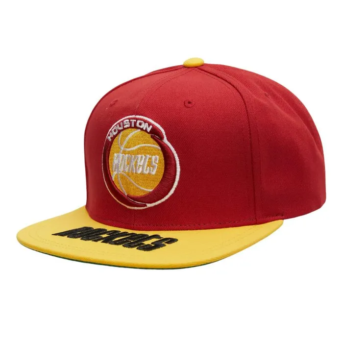 Mitchell and Ness Logo Bill Snapback HWC Houston Rockets Men Hats and Headwear Mitchell and Ness Logo Bill Snapback HWC Houston Rockets Men Hats and Headwear