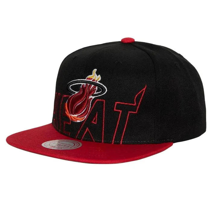 Mitchell and Ness Low Big Face Snapback HWC Miami Heat Men Hats and Headwear