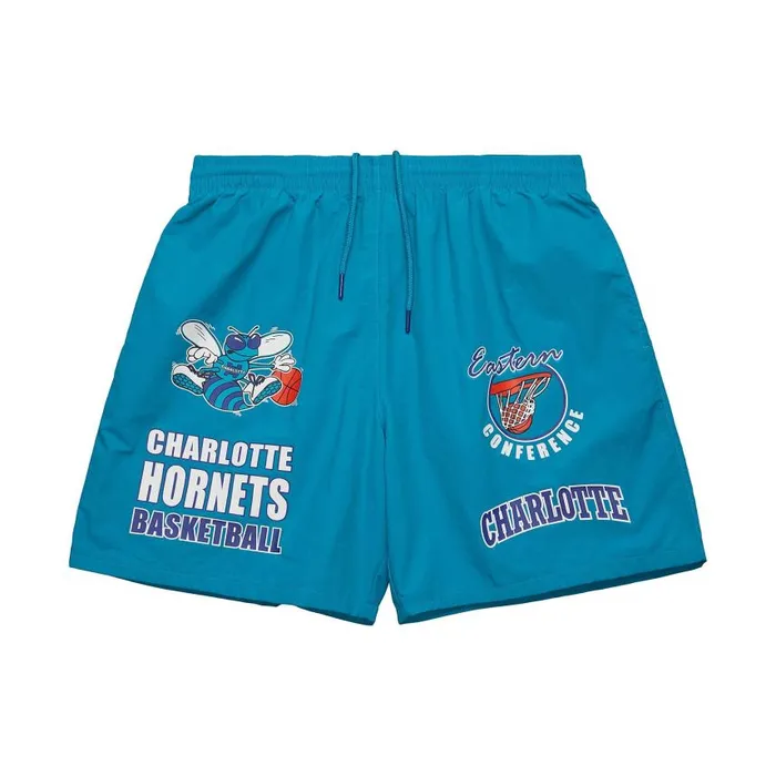 Mitchell and Ness Multi Hit Nylon Shorts Vintage Logo Charlotte Hornets Men Shorts Mitchell and Ness Multi Hit Nylon Shorts Vintage Logo Charlotte Hornets Men Shorts