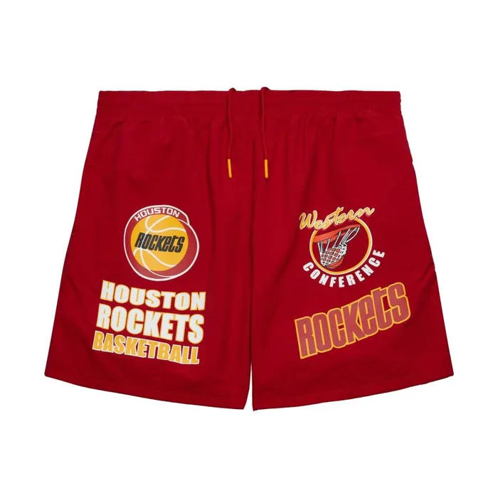 Mitchell and Ness Multi Hit Nylon Shorts Vintage Logo Houston Rockets Men Shorts Mitchell and Ness Multi Hit Nylon Shorts Vintage Logo Houston Rockets Men Shorts