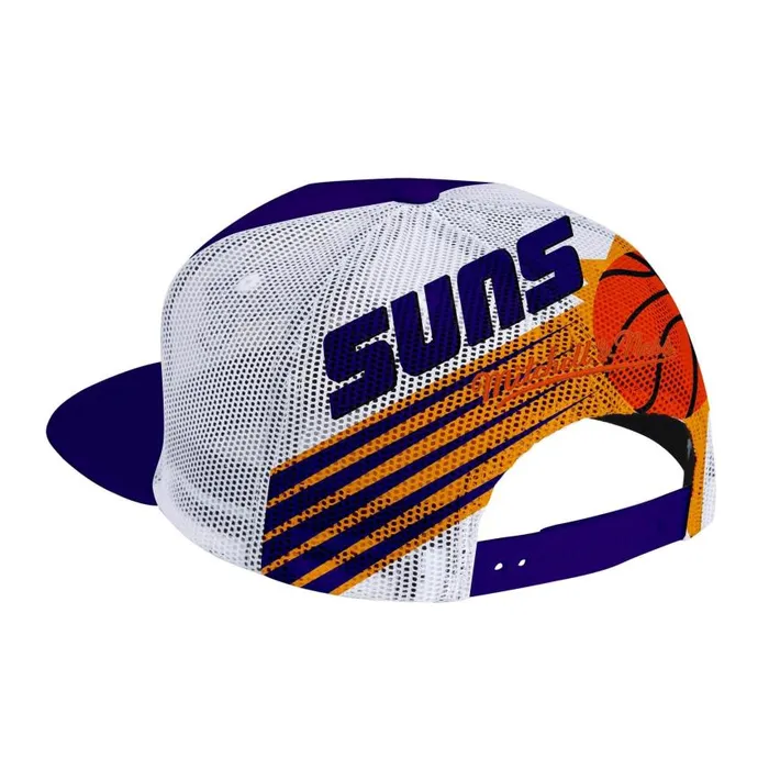 Mitchell and Ness Off The Backboard Trucker Snapback HWC Phoenix Suns Men Hats and Headwear Mitchell and Ness Off The Backboard Trucker Snapback HWC Phoenix Suns Men Hats and Headwear