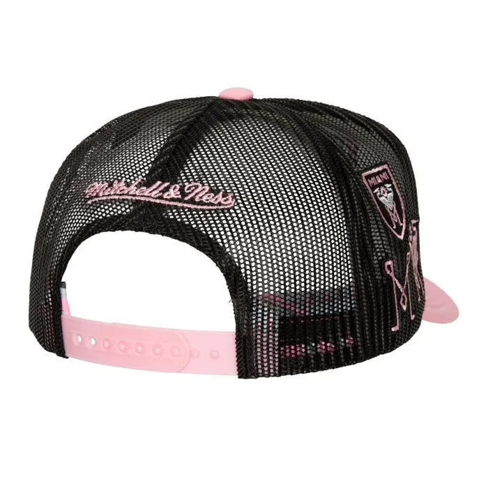 Mitchell and Ness Palm Tree Trucker Inter Miami CF Men Hats and Headwear Mitchell and Ness Palm Tree Trucker Inter Miami CF Men Hats and Headwear