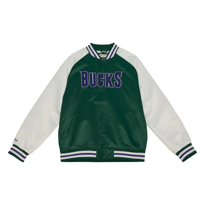 Mitchell and Ness Primetime Lightweight Satin Jacket Milwaukee Bucks Men Jackets and Outerwear Mitchell and Ness Primetime Lightweight Satin Jacket Milwaukee Bucks Men Jackets and Outerwear