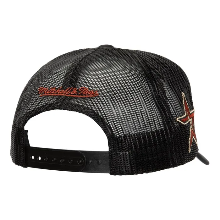 Mitchell and Ness Script Trucker Coop Houston Astros Men Hats and Headwear Mitchell and Ness Script Trucker Coop Houston Astros Men Hats and Headwear