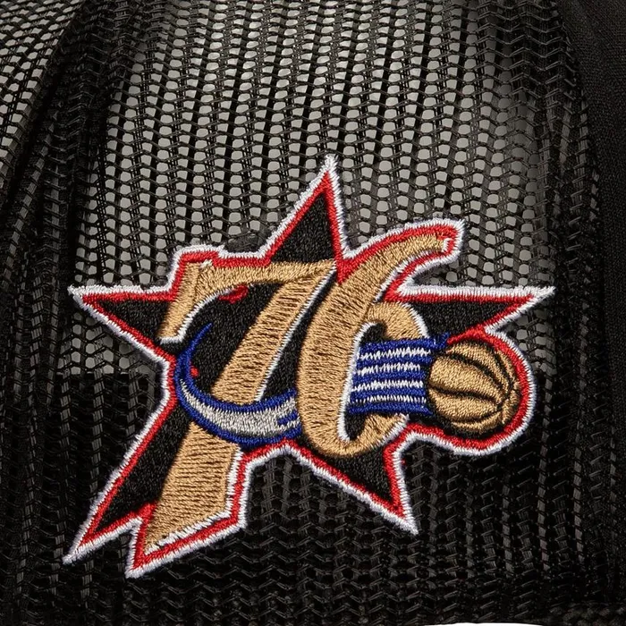 Mitchell and Ness Script Trucker HWC Philadelphia 76ers Men Hats and Headwear Mitchell and Ness Script Trucker HWC Philadelphia 76ers Men Hats and Headwear
