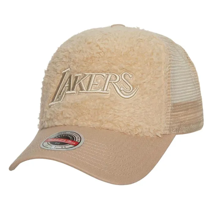 Mitchell and Ness Sherpa Trucker Snapback HWC Los Angeles Lakers Men Hats and Headwear Mitchell and Ness Sherpa Trucker Snapback HWC Los Angeles Lakers Men Hats and Headwear