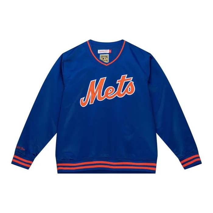 Mitchell and Ness Sideline Pullover Satin Jacket New York Mets Men Jackets and Outerwear Mitchell and Ness Sideline Pullover Satin Jacket New York Mets Men Jackets and Outerwear
