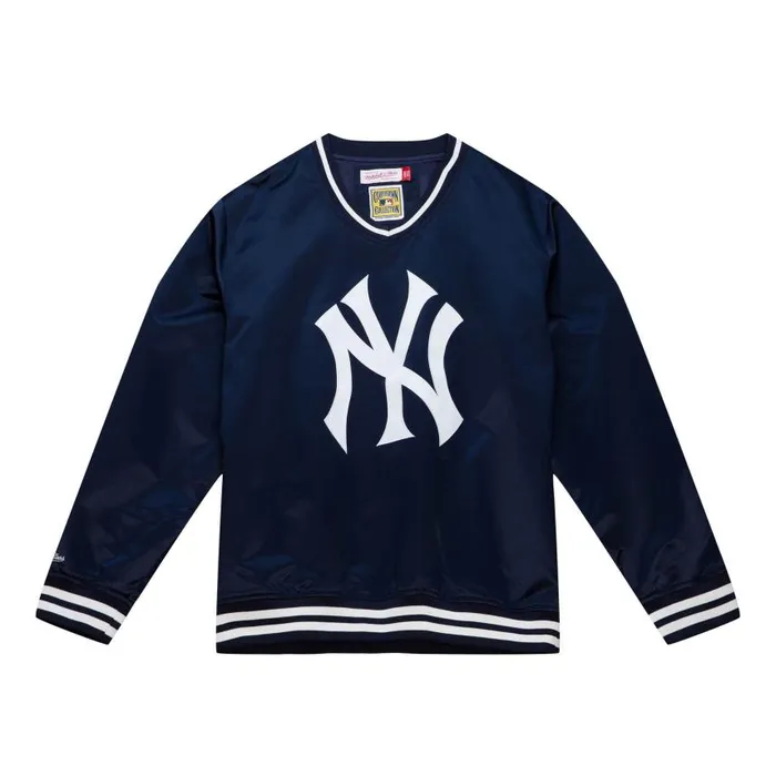 Mitchell and Ness Sideline Pullover Satin Jacket New York Yankees Men Jackets and Outerwear Mitchell and Ness Sideline Pullover Satin Jacket New York Yankees Men Jackets and Outerwear